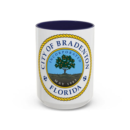 Seal of Bradenton Florida - Accent Coffee Mug-15oz-Navy-Go Mug Yourself