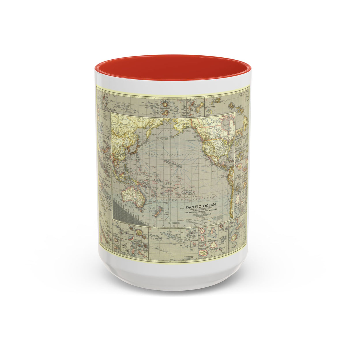 Pacific Ocean (1936) (Map) Accent Coffee Mug