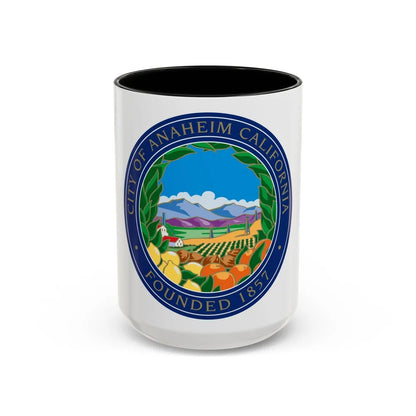 Seal of Anaheim California - Accent Coffee Mug-15oz-Black-Go Mug Yourself