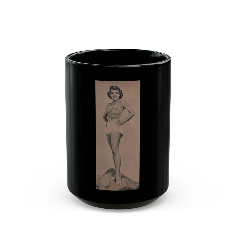 Terry Moore #589 - 4x10 B&W Pin-Up Magazine Page Photo Clipping (Vintage Female Icon) Black Coffee Mug-15oz-Go Mug Yourself