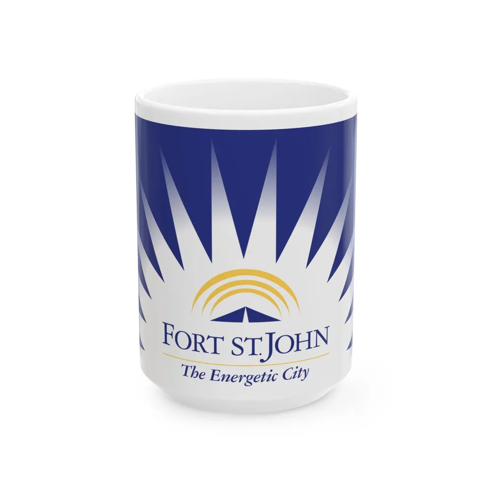 Flag of Fort St John British Columbia Canada - White Coffee Mug-15oz-Go Mug Yourself