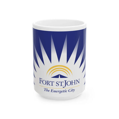 Flag of Fort St John British Columbia Canada - White Coffee Mug-15oz-Go Mug Yourself