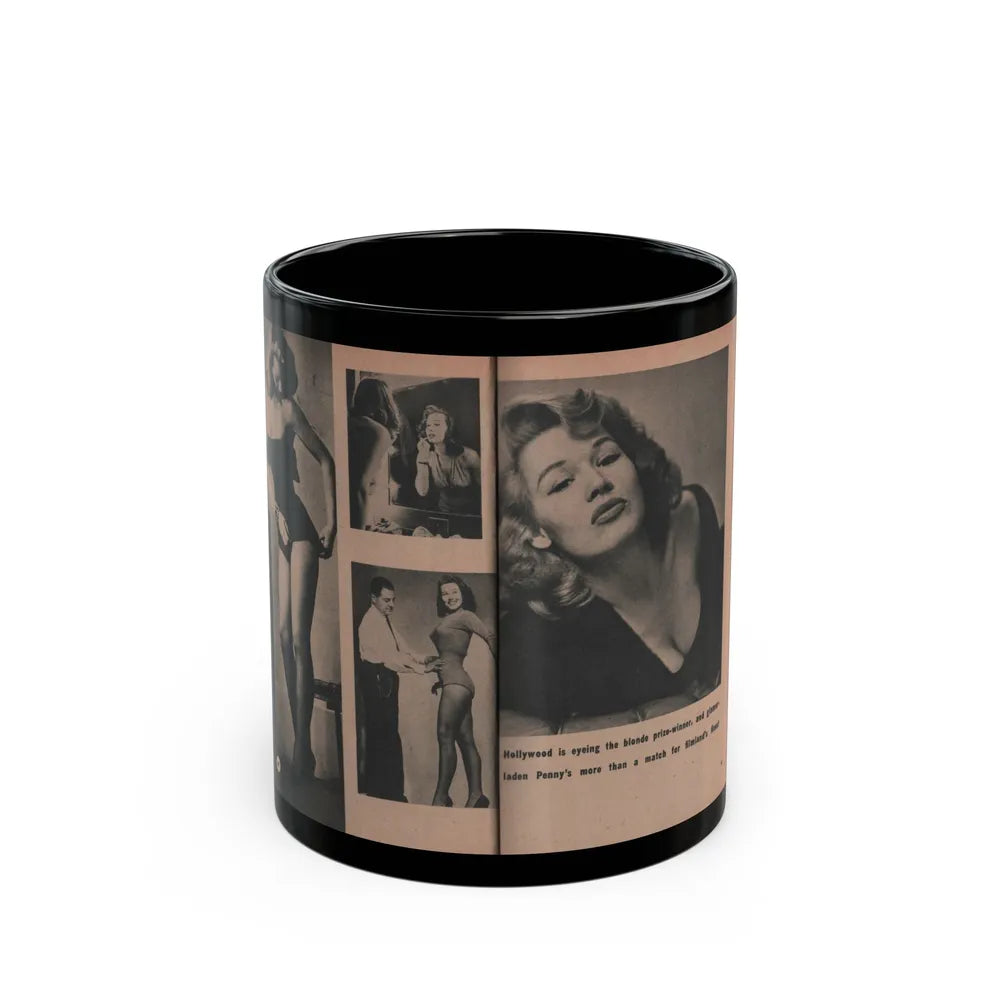 Penny Duncan #35 - [Pages 40 & 41] Pages 6 & 7 of 8 with, Penny+5 B&W Photos & 1 Caption from EYE Digest Mag. March '54 (Vintage Female Icon) Black Coffee Mug-11oz-Go Mug Yourself