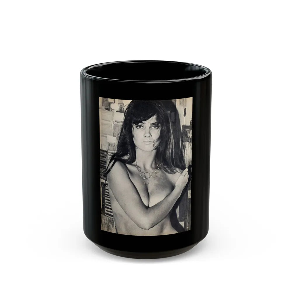 Caroline Munro #39 (Vintage Female Icon) Black Coffee Mug-15oz-Go Mug Yourself