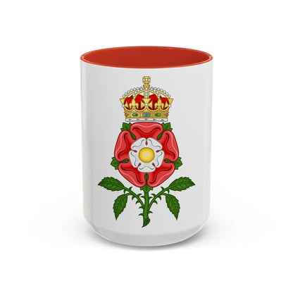 Tudor Rose (Tudor Heraldry) - Accent Coffee Mug-15oz-Red-Go Mug Yourself