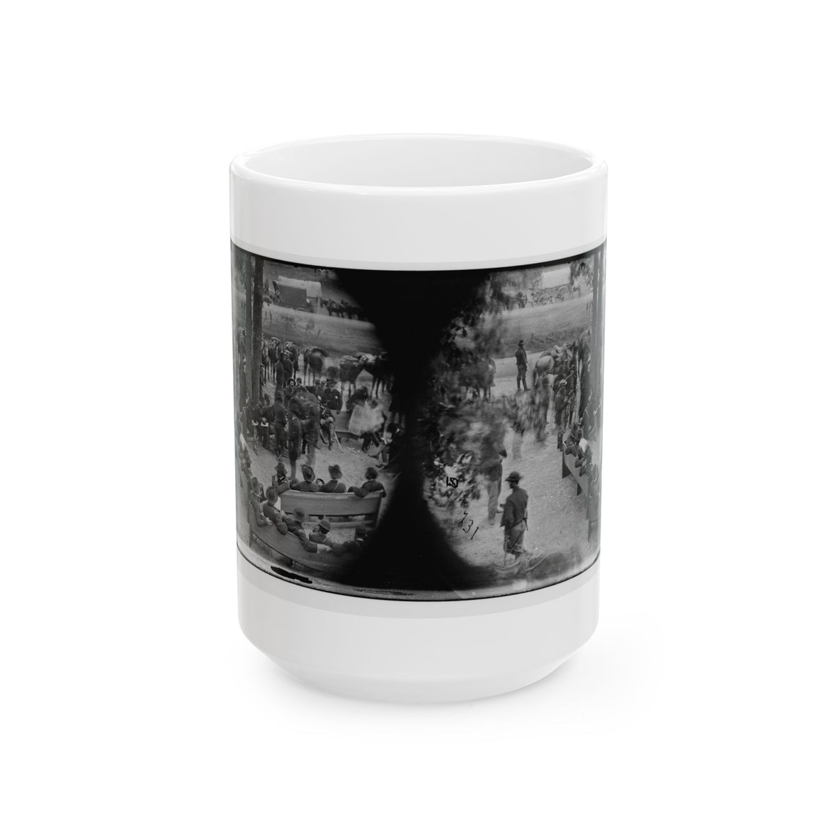 Massaponax Church, Va.  Council Of War   Gen. Ulysses S. Grant (Left End Of Bench Nearest Tree) Writing A Dispatch (U.S. Civil War) White Coffee Mug