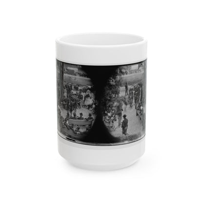 Massaponax Church, Va.  Council Of War   Gen. Ulysses S. Grant (Left End Of Bench Nearest Tree) Writing A Dispatch (U.S. Civil War) White Coffee Mug