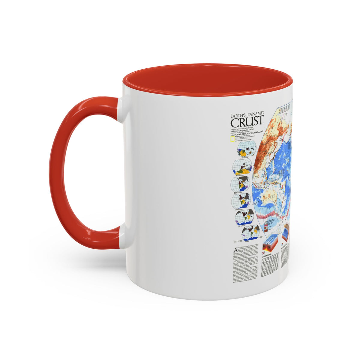 World Map - Earth's Dynamic Crust (1985) (Map) Accent Coffee Mug