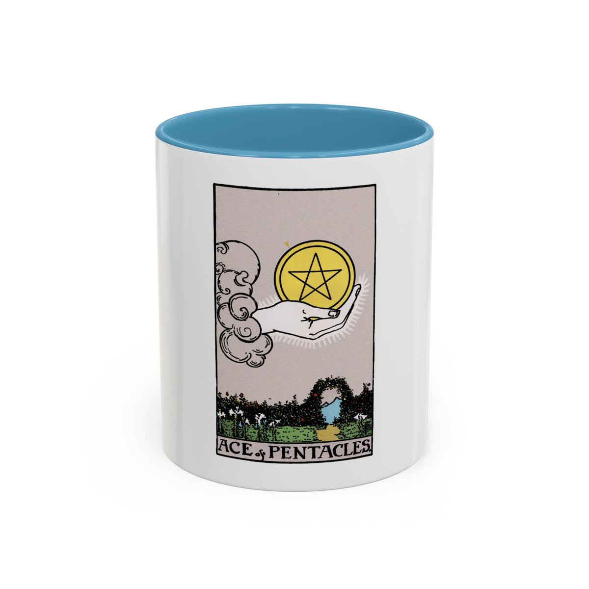 The Ace of p of Pentacles (Tarot Card) Accent Coffee Mug