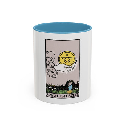 The Ace of p of Pentacles (Tarot Card) Accent Coffee Mug