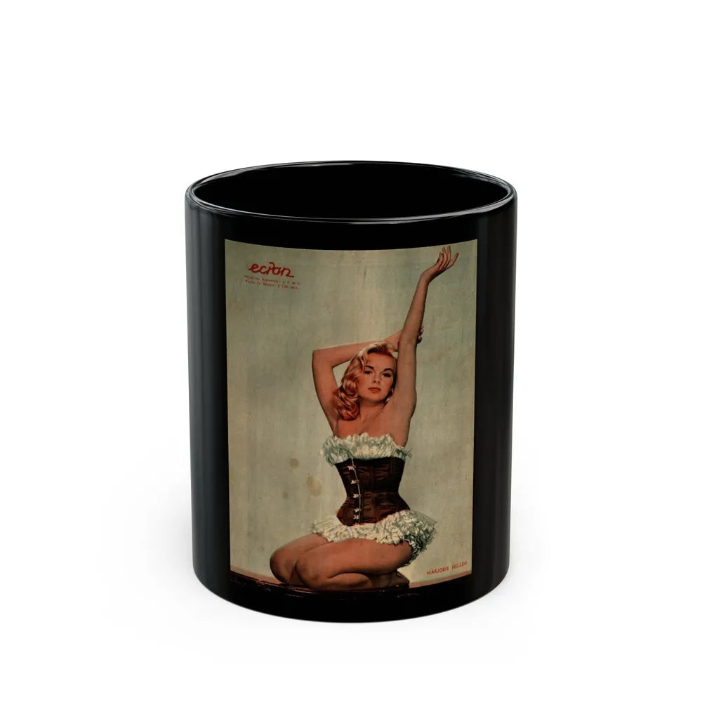 Leslie Parrish #128 (Vintage Female Icon) Black Coffee Mug-11oz-Go Mug Yourself