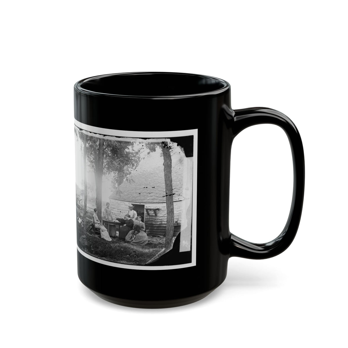 Cedar Mountain, Va. Family Group Before The House In Which Gen. Charles S. Winder (C.S.A.) Died (U.S. Civil War) Black Coffee Mug