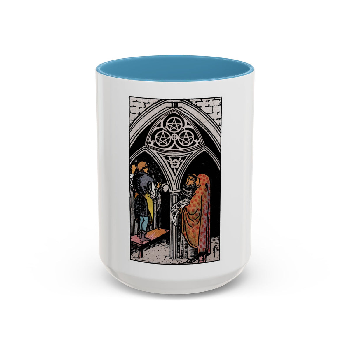 The 3 of Pentacles (Tarot Card) Accent Coffee Mug