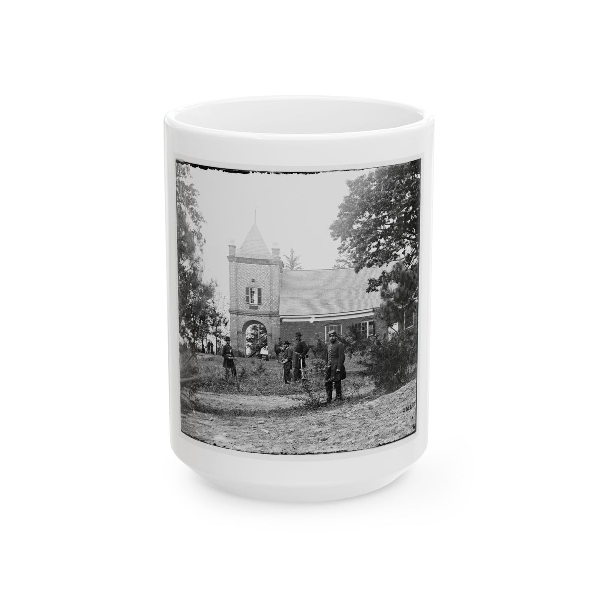 White House Landing, Va., Vicinity. St. Peter's Church, With Federal Soldiers (U.S. Civil War) White Coffee Mug