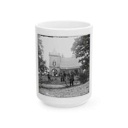 White House Landing, Va., Vicinity. St. Peter's Church, With Federal Soldiers (U.S. Civil War) White Coffee Mug