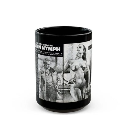 Cabin Nymph, Bluebook for Men, March 1972 - Black Coffee Mug-15oz-Go Mug Yourself