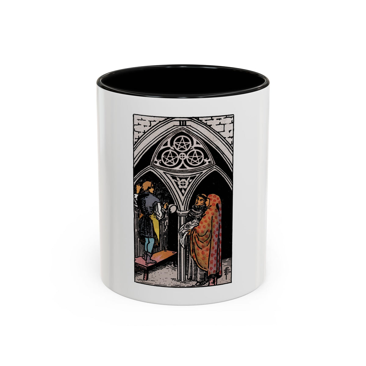 The 3 of Pentacles (Tarot Card) Accent Coffee Mug