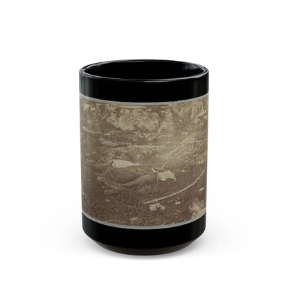 Battlefield Of Gettysburg. Dead Confederate Sharpshooter At Foot Of Little Round Top (U.S. Civil War) Black Coffee Mug