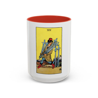 The 7 of Swords (Tarot Card) Accent Coffee Mug