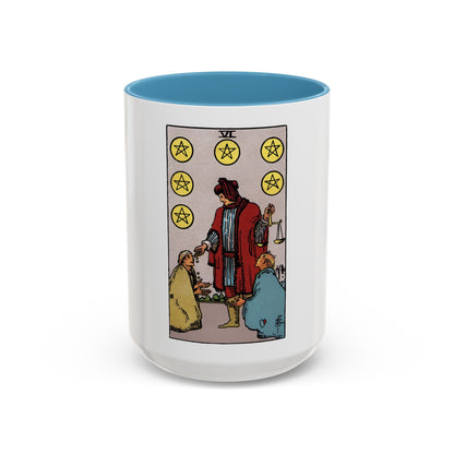 The 6 of Pentacles (Tarot Card) Accent Coffee Mug