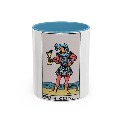 The Page of Cups (Tarot Card) Accent Coffee Mug-11oz-Light Blue-Go Mug Yourself