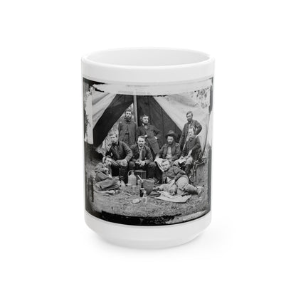 The Peninsula, Va. The Staff Of Gen. Fitz-John Porter; Lts. William G. Jones And George A. Custer Reclining (U.S. Civil War) White Coffee Mug