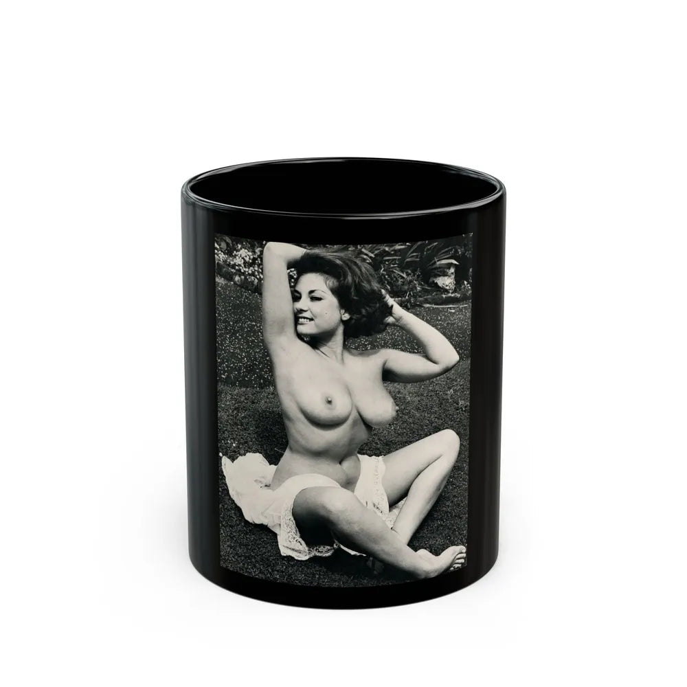 June Palmer #154 - Topless (Vintage Female Icon) Black Coffee Mug-11oz-Go Mug Yourself