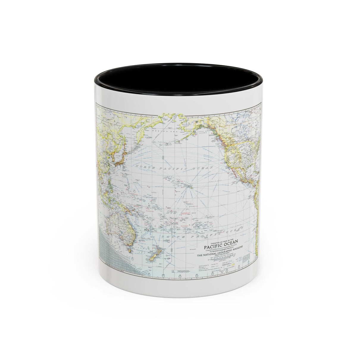 Pacific Ocean - Theater of War (1942) (Map) Accent Coffee Mug