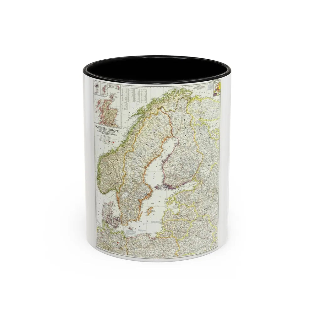 Europe, Northern (1954) (Map) Accent Coffee Mug-11oz-Black-Go Mug Yourself