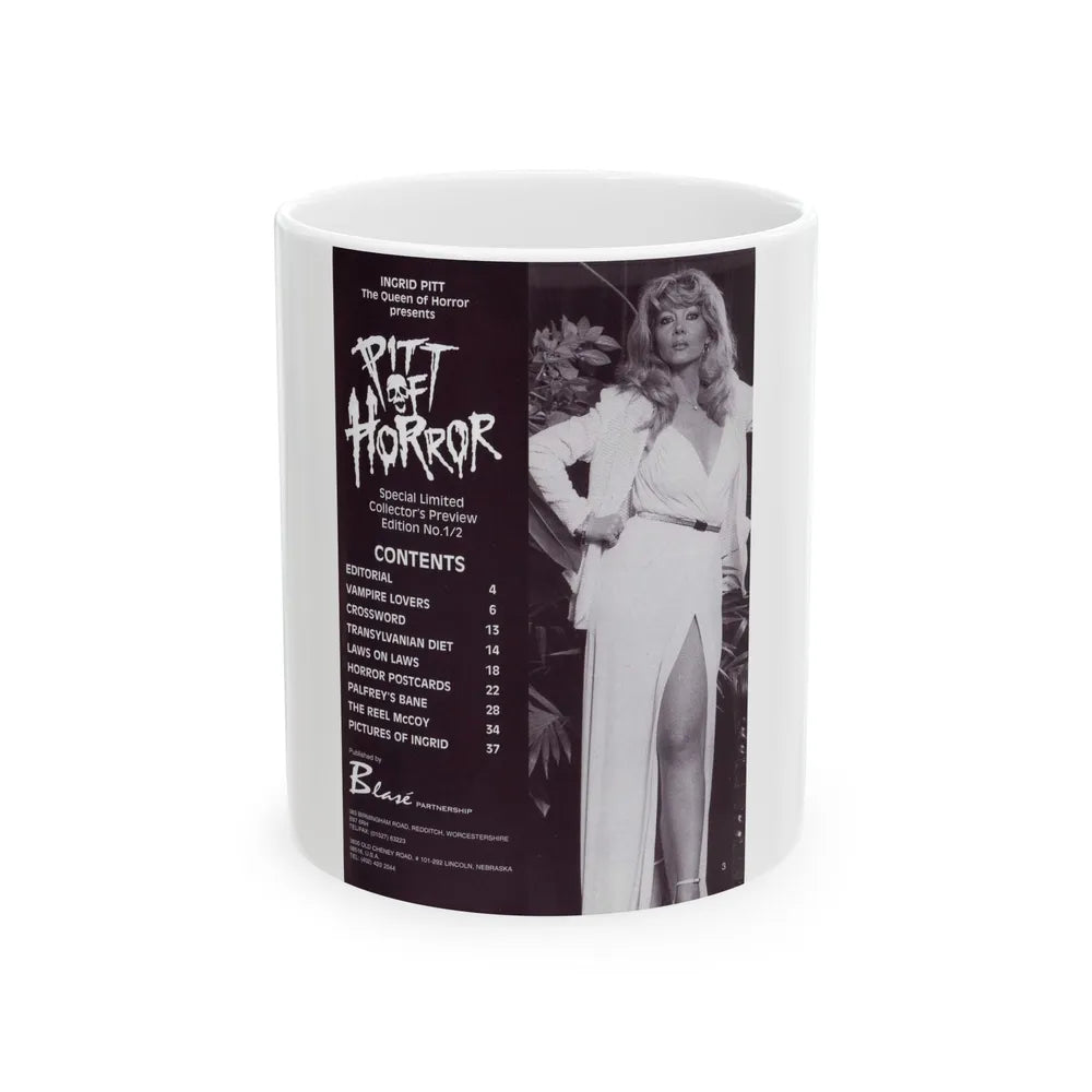 Ingrid Pitt #136 (Vintage Female Icon) White Coffee Mug-11oz-Go Mug Yourself