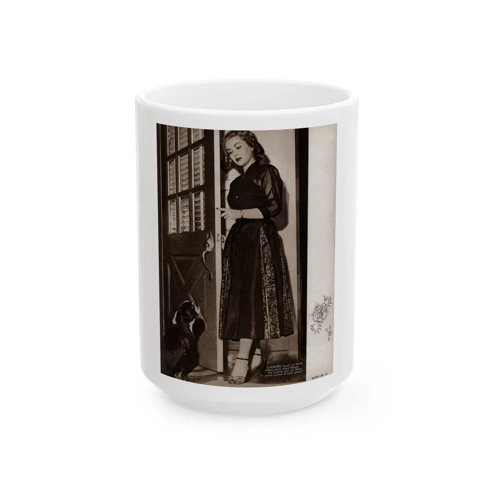 Lori Nelson #218 - Vintage B&W 8x10.5 Photo from Movie Life Magazine Page circa 1950's 1 (Vintage Female Icon) White Coffee Mug-15oz-Go Mug Yourself