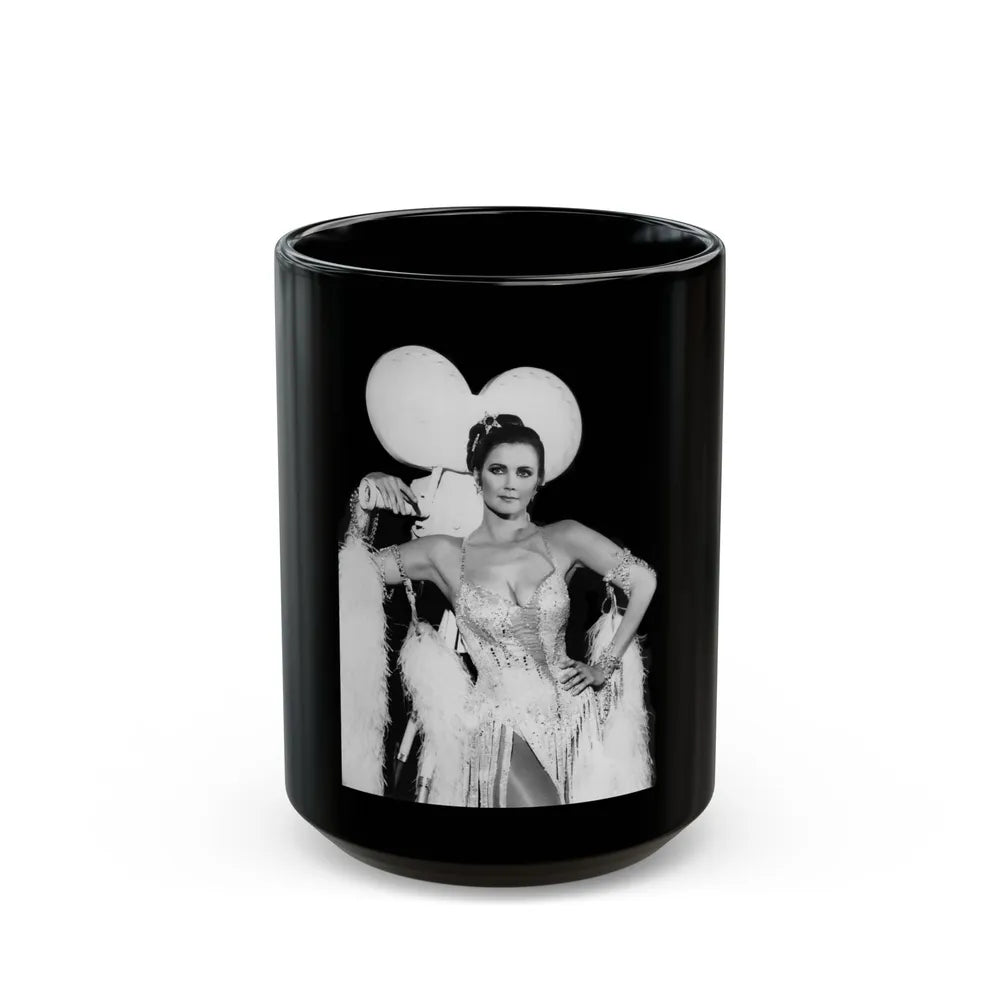 Lynda Carter #285 (Vintage Female Icon) Black Coffee Mug-15oz-Go Mug Yourself