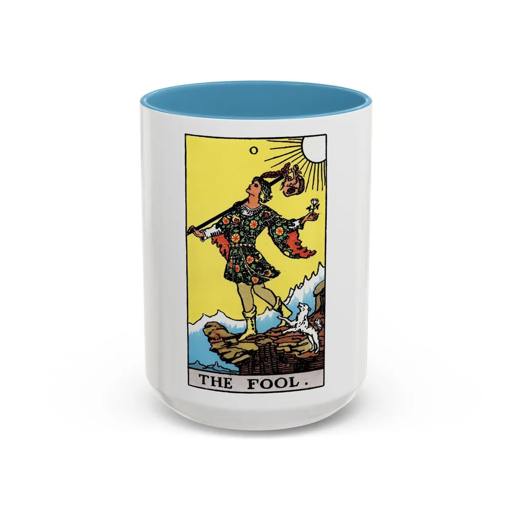 The Fool (Tarot Card) Accent Coffee Mug-15oz-Light Blue-Go Mug Yourself