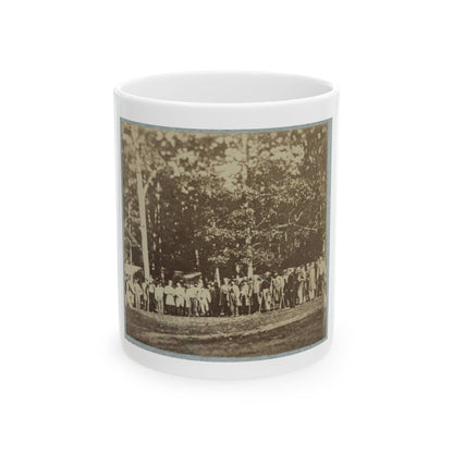 Group Of Soldiers, Some In Uniform And Some With Crutches, Pose In Front Of The Woods Possibly In Pennsylvania (U.S. Civil War) White Coffee Mug