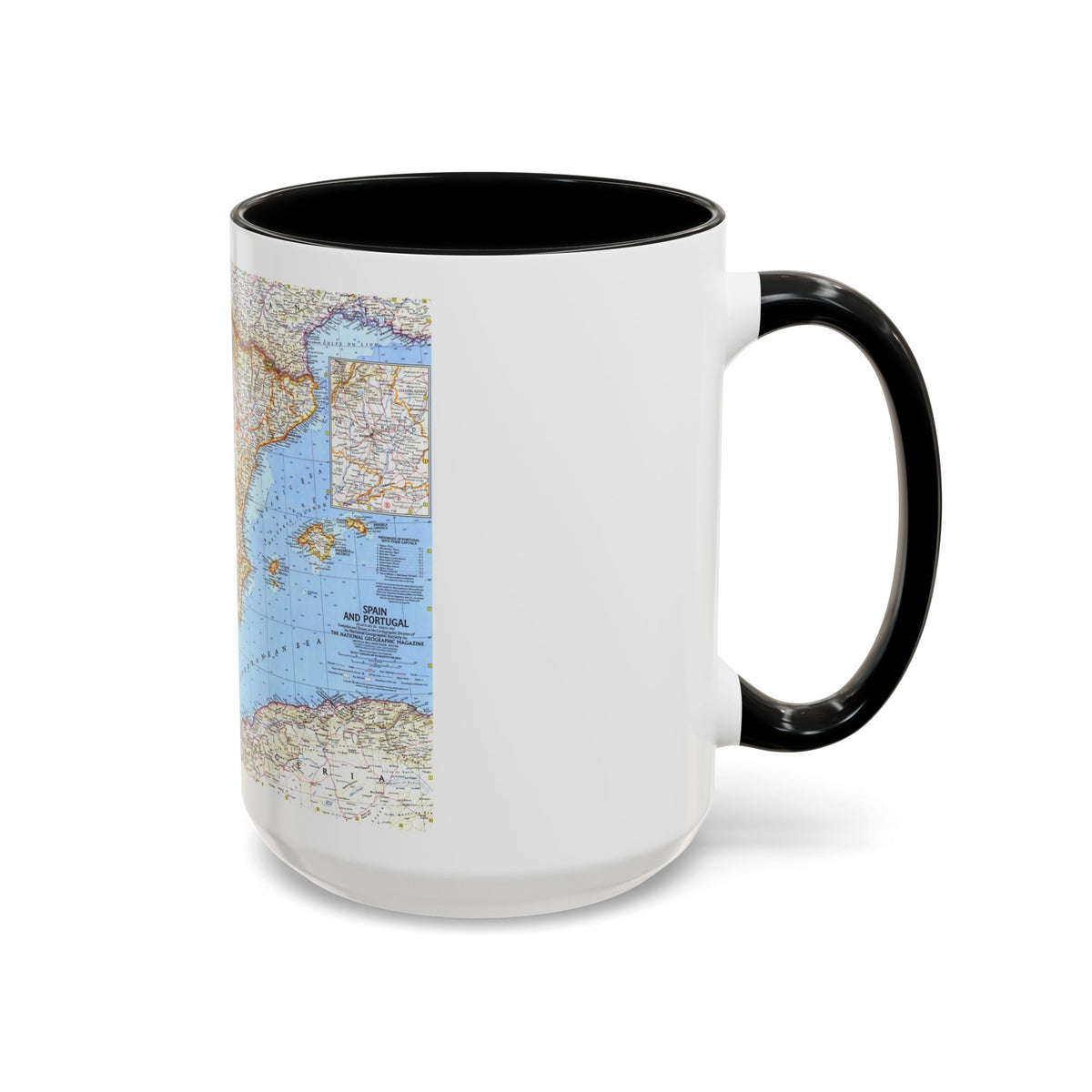 Spain and Portugal (1965) (Map) Accent Coffee Mug
