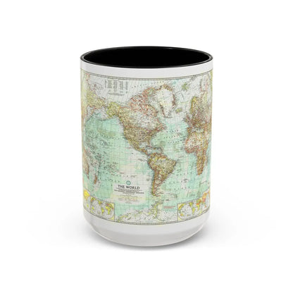 World Map (1957) (Map) Accent Coffee Mug-15oz-Black-Go Mug Yourself