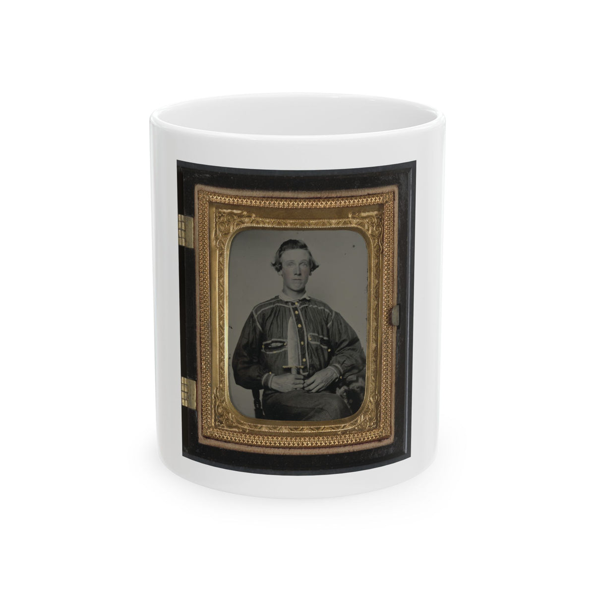 Unidentified Soldier In Confederate Uniform With Bowie Knife(2) (U.S. Civil War) White Coffee Mug