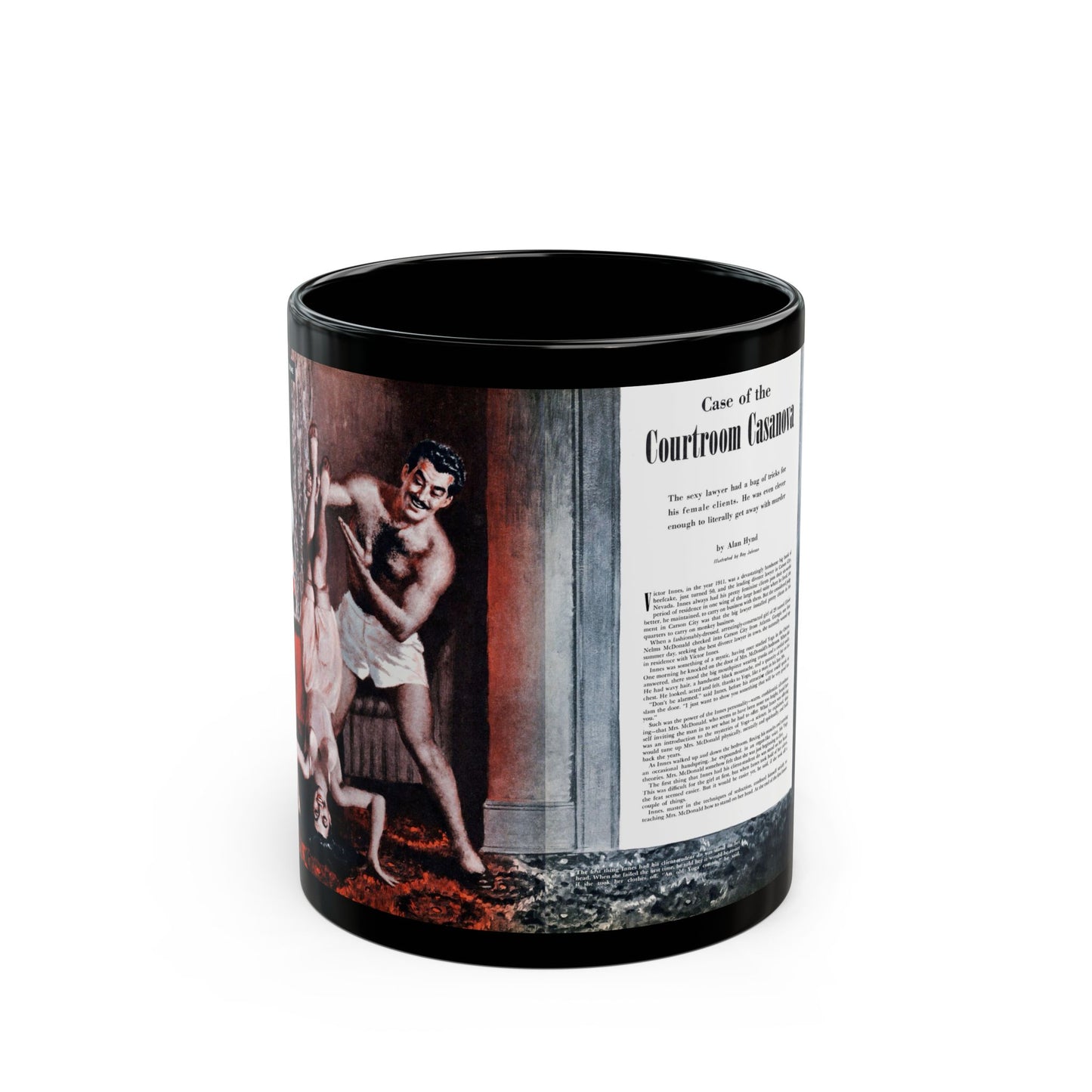 Case of the Courtroom Casanova, Cavalier magazine, June 1954 - Black Coffee Mug-11oz-Go Mug Yourself