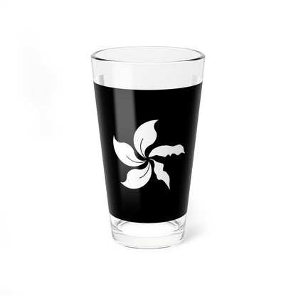 Flag of Hong Kong black and white variant 2 (China) Pint Glass 16oz