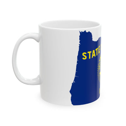 Flag-map of Oregon (United States) White Coffee Mug