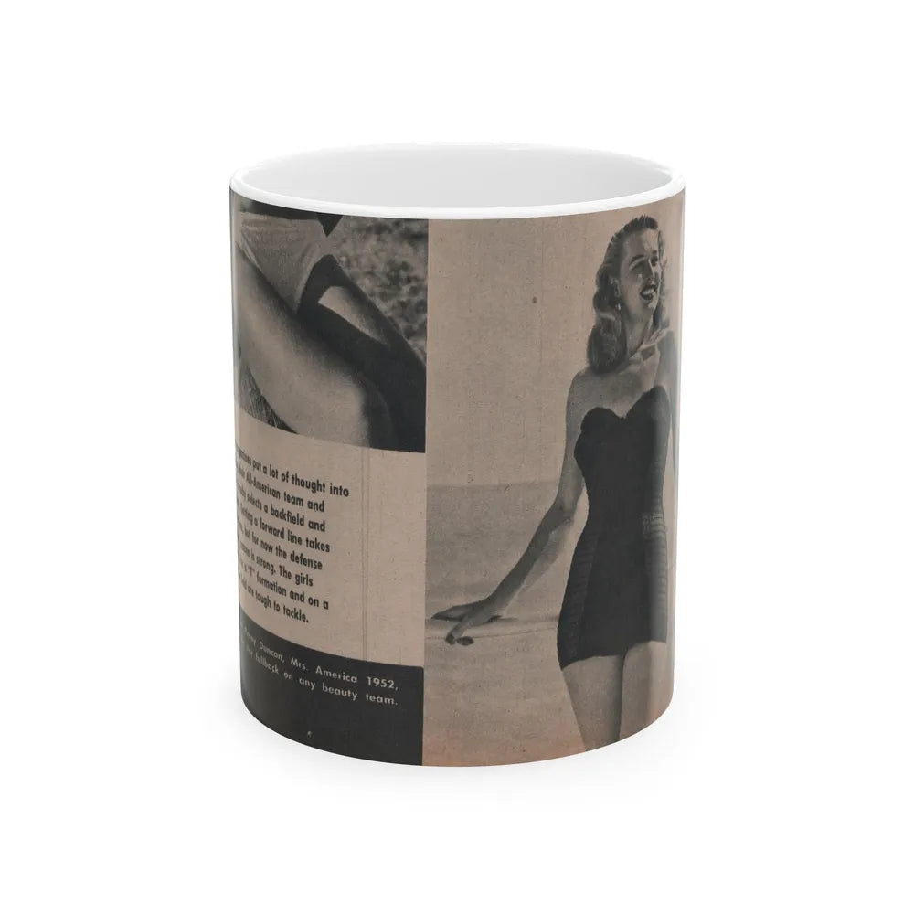 Penny Duncan #11 - [Page 17] 1 Page with, Penny Small Section 1 Medium B&W Photo & Caption from FROLIC Mag. Feb. '52 (Vintage Female Icon) White Coffee Mug-11oz-Go Mug Yourself