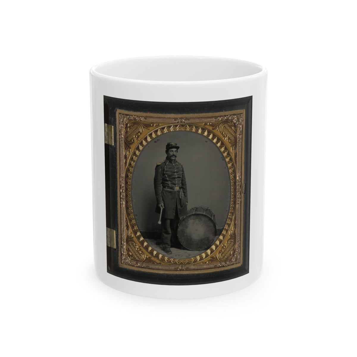 Unidentified Soldier In Union Uniform With Bass Drum (U.S. Civil War) White Coffee Mug