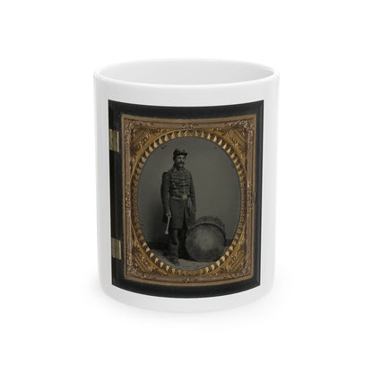 Unidentified Soldier In Union Uniform With Bass Drum (U.S. Civil War) White Coffee Mug
