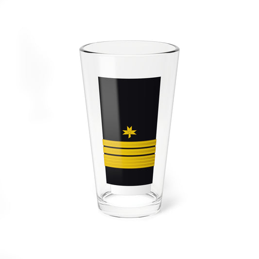 Flat vector navy naval shoulder board with three gold horizontal stripes and a small gold star emblem above.