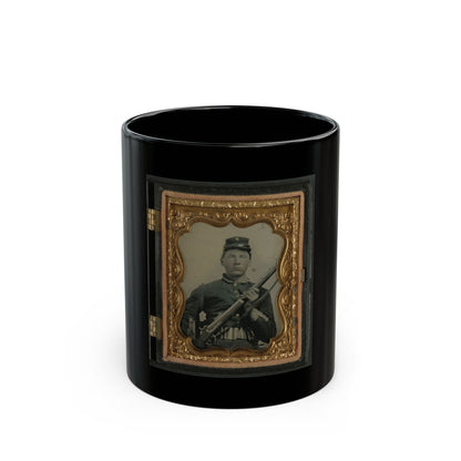 Unidentified Soldier In Union Uniform And Rifleman's Belt Rig With Musket (U.S. Civil War) Black Coffee Mug