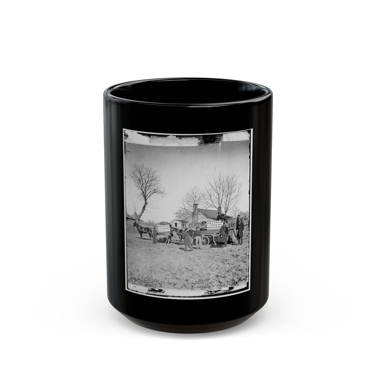 Unknown Location. Wagons And Camera Of Sam A. Cooley, U.S. Photographer, Department Of The South(2) (U.S. Civil War) Black Coffee Mug