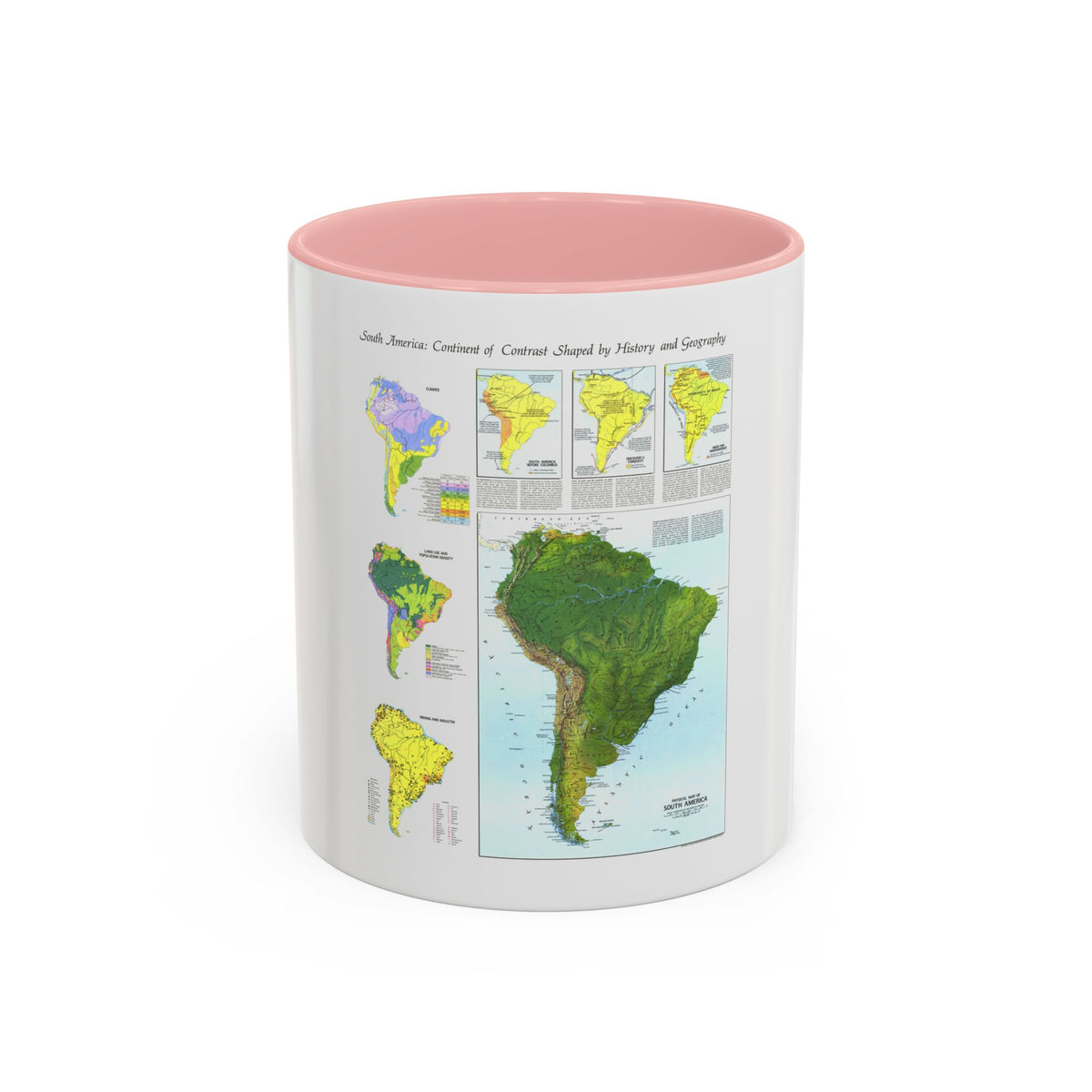 South America - Physical Map (1972) (Map) Accent Coffee Mug