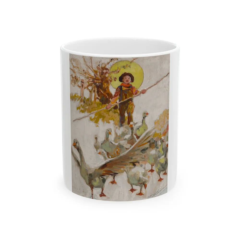 Corralling the Geese, possible magazine cover study - White Coffee Mug-11oz-Go Mug Yourself