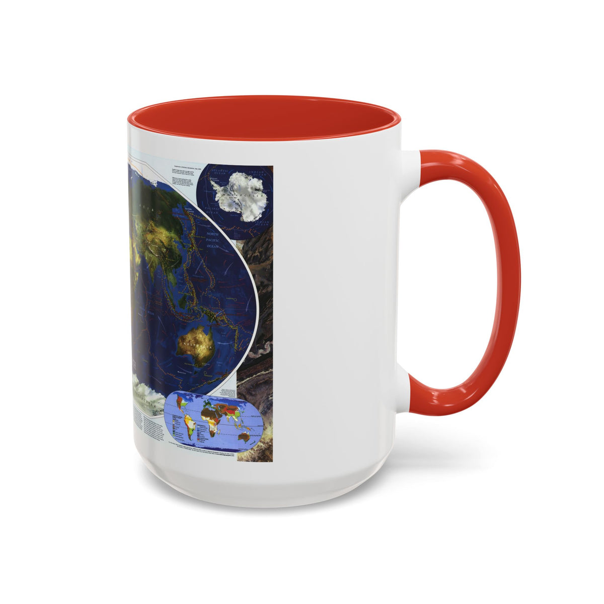 World Map - Physical Earth 1 (1998) (Map) Accent Coffee Mug