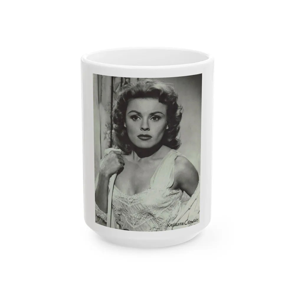 Kathleen Crowley #10 (Vintage Female Icon) White Coffee Mug-15oz-Go Mug Yourself